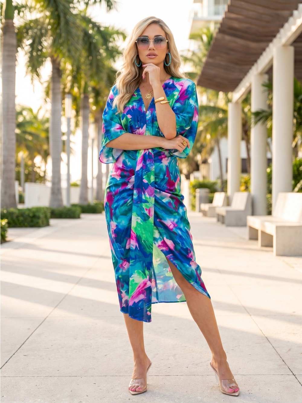 Printed Kimono Style Dress